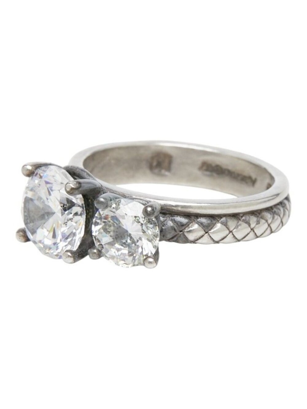 Bottega Veneta Intrecciato Ring Silver Cubic Zirconia